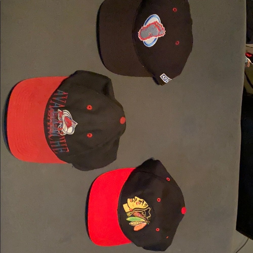 Vintage Hockey Hat Bundle! 2 Avalanche 1 Redskins!
